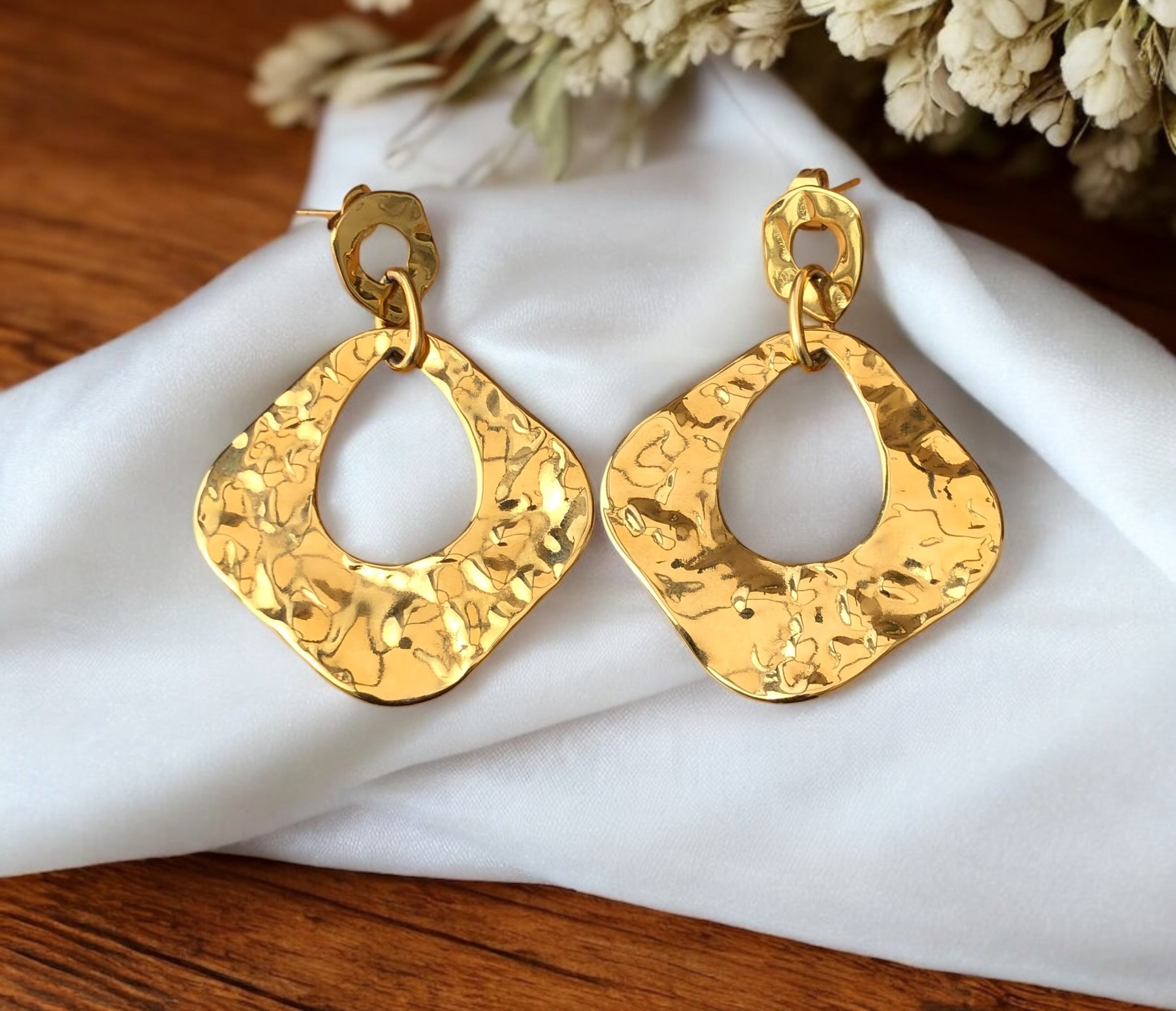 Boucles d’oreilles martelé en acier inoxydable Rklisa