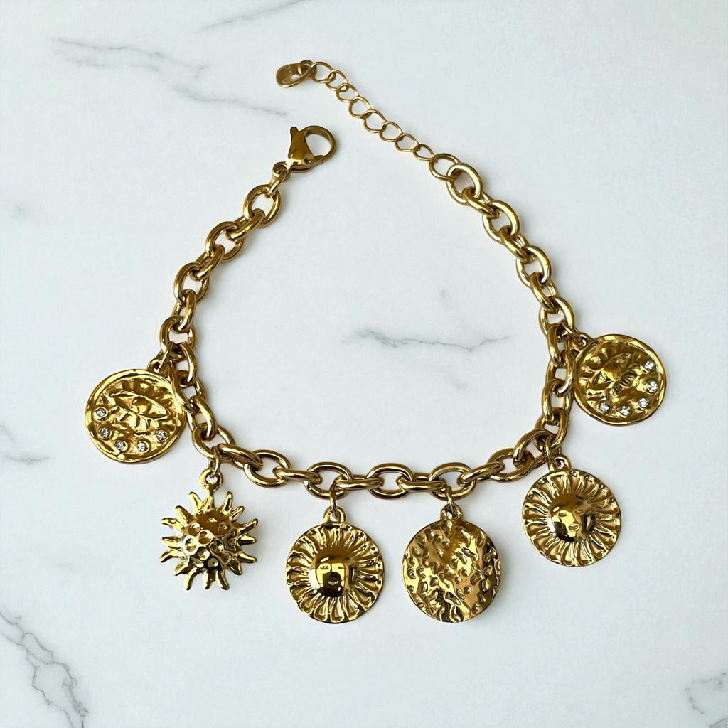 Bracelet doré charms rondes. Rklisa