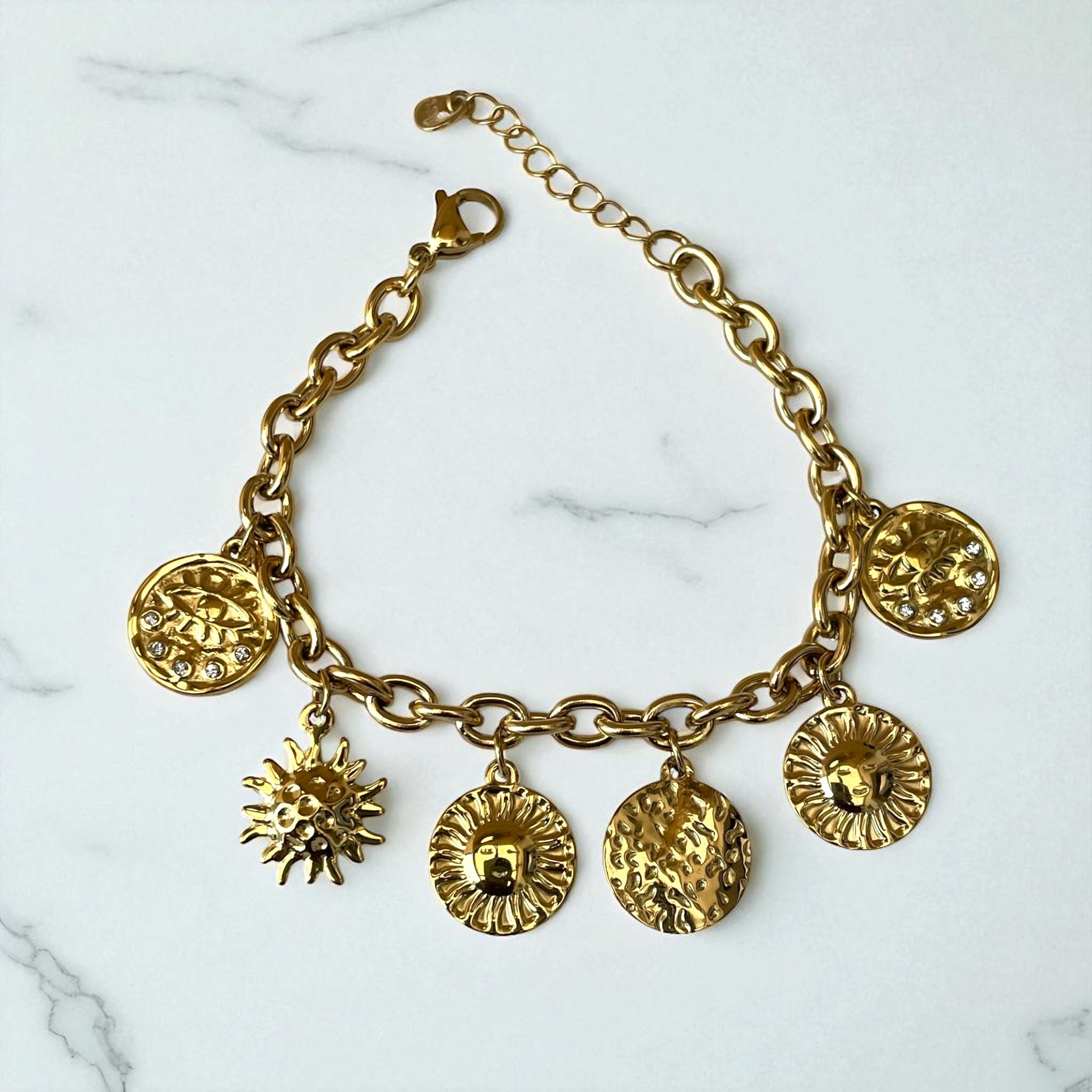 Bracelet doré charms rondes. Rklisa