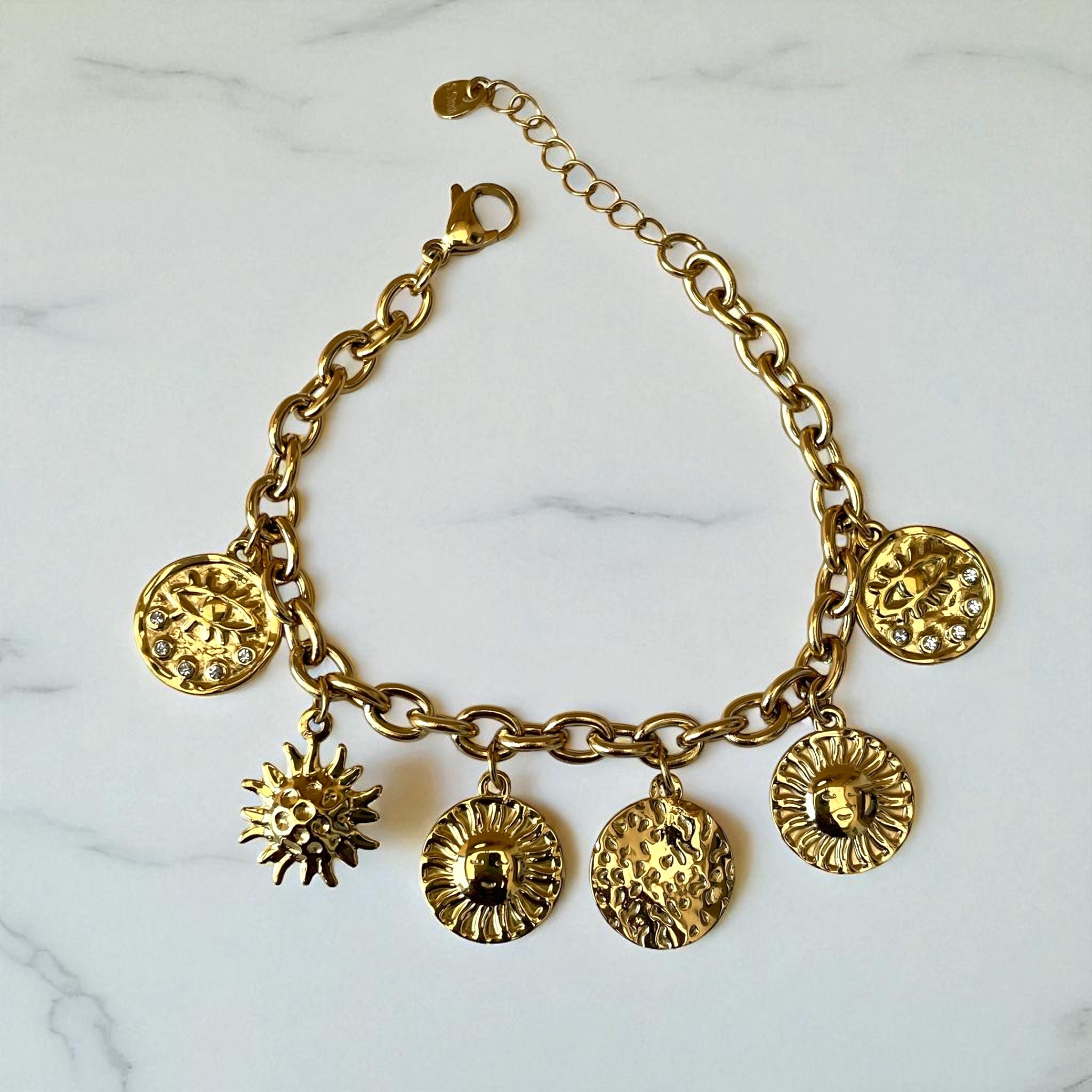 Bracelet doré charms rondes. Rklisa