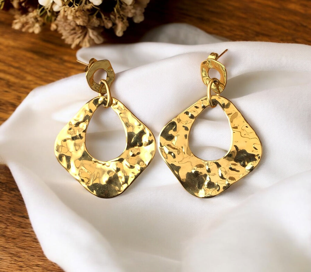 Boucles d’oreilles martelé en acier inoxydable Rklisa