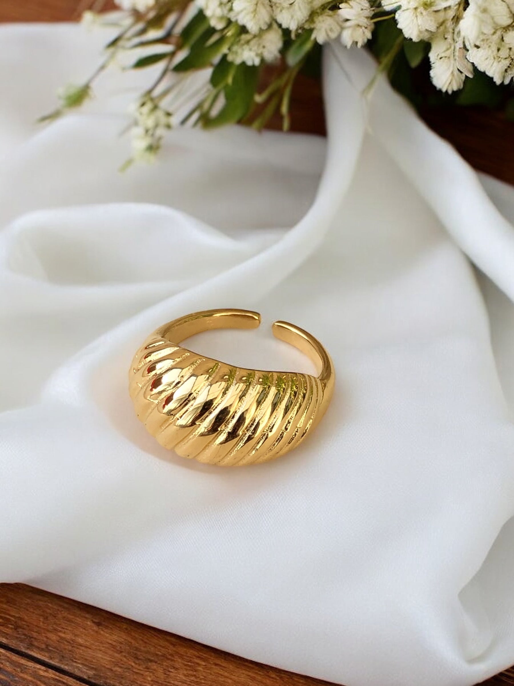 Bague en acier inoxydable motif coquille Rklisa
