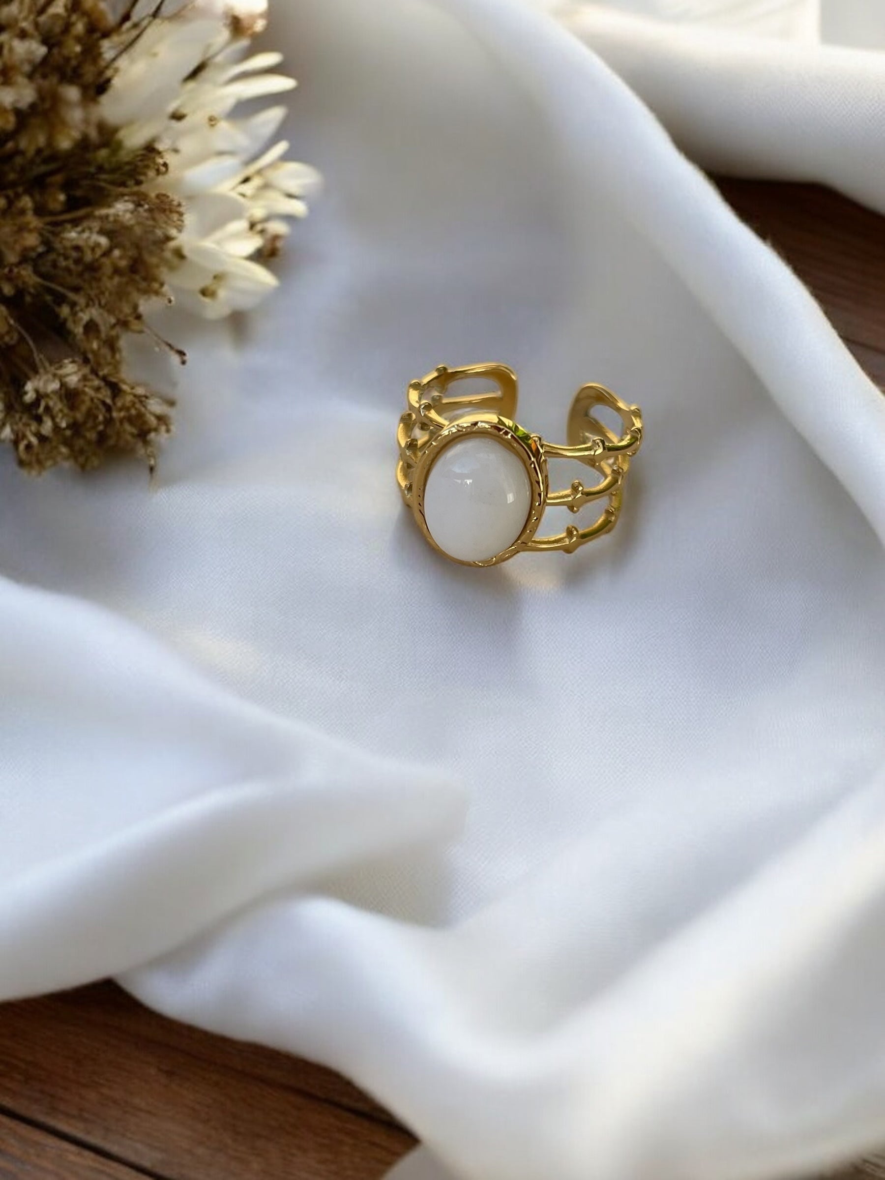 Bague en acier inoxydable avec pierre blanche Rklisa