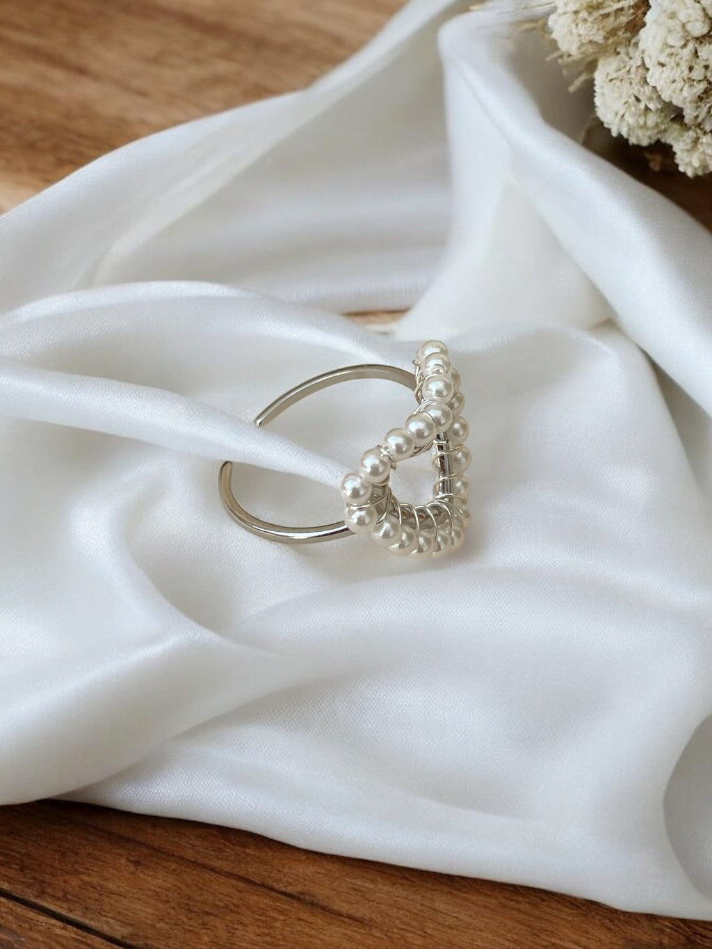 Bague acier inoxydable cœur avec perles Rklisa