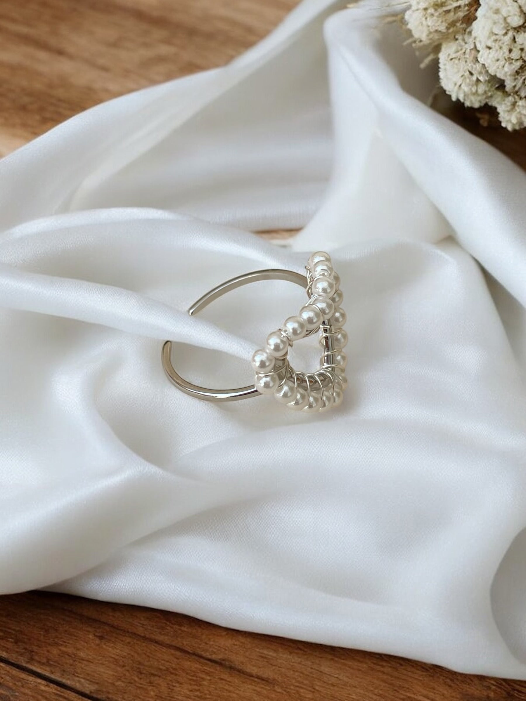Bague acier inoxydable cœur avec perles Rklisa