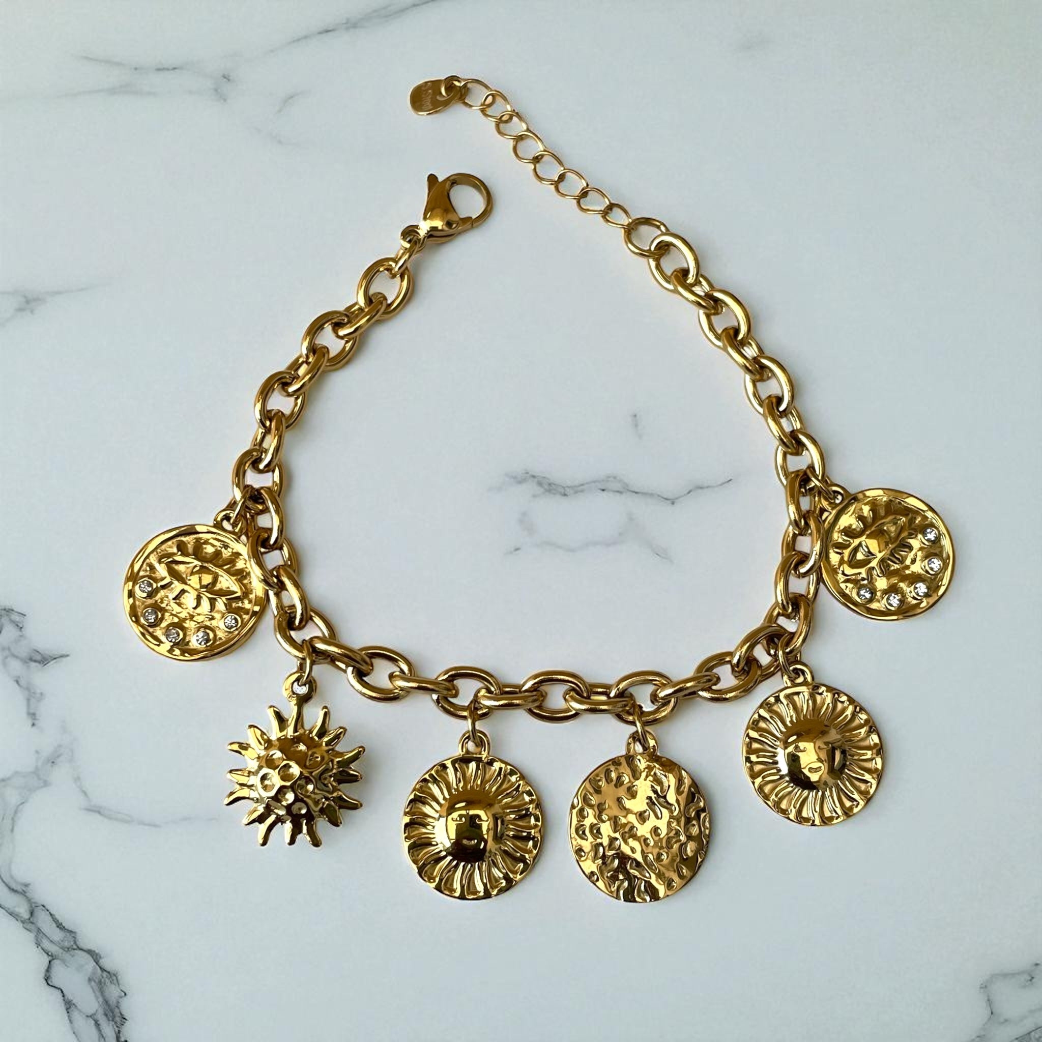 Bracelet doré charms rondes. Rklisa
