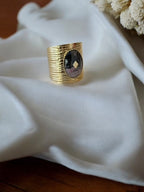 Bague large avec pierre rhodonite Rklisa