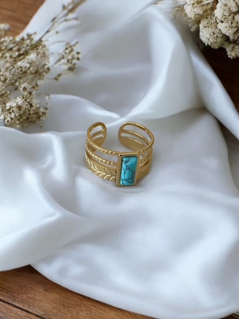 Bague dorée multi-rangs acier inoxydable Rklisa