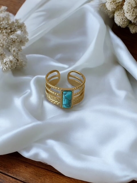 Bague dorée multi-rangs acier inoxydable Rklisa