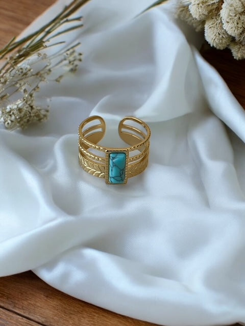 Bague dorée multi-rangs acier inoxydable Rklisa