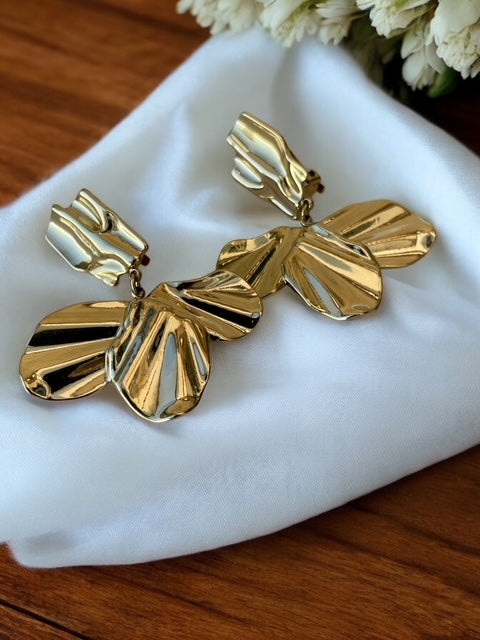 Boucles d'oreilles à clips pétales ondulés Rklisa