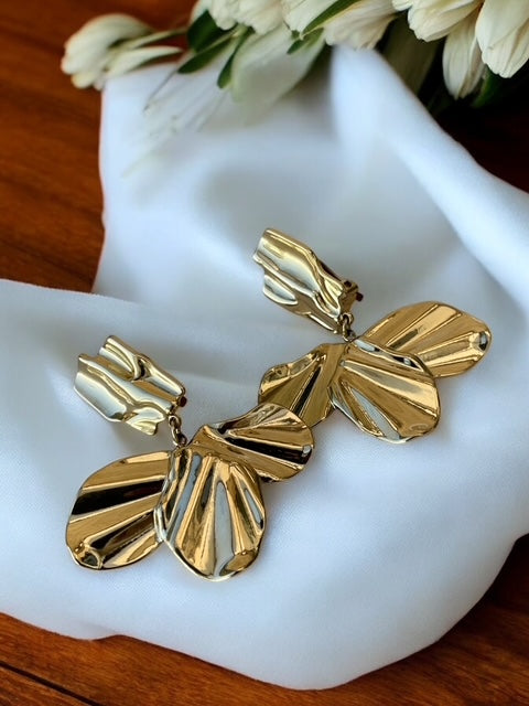 Boucles d'oreilles à clips pétales ondulés Rklisa