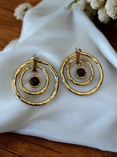 Boucles d'oreilles en acier inoxydable avec pierre oeil de taureau Rklisa