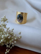Bague large avec pierre rhodonite Rklisa