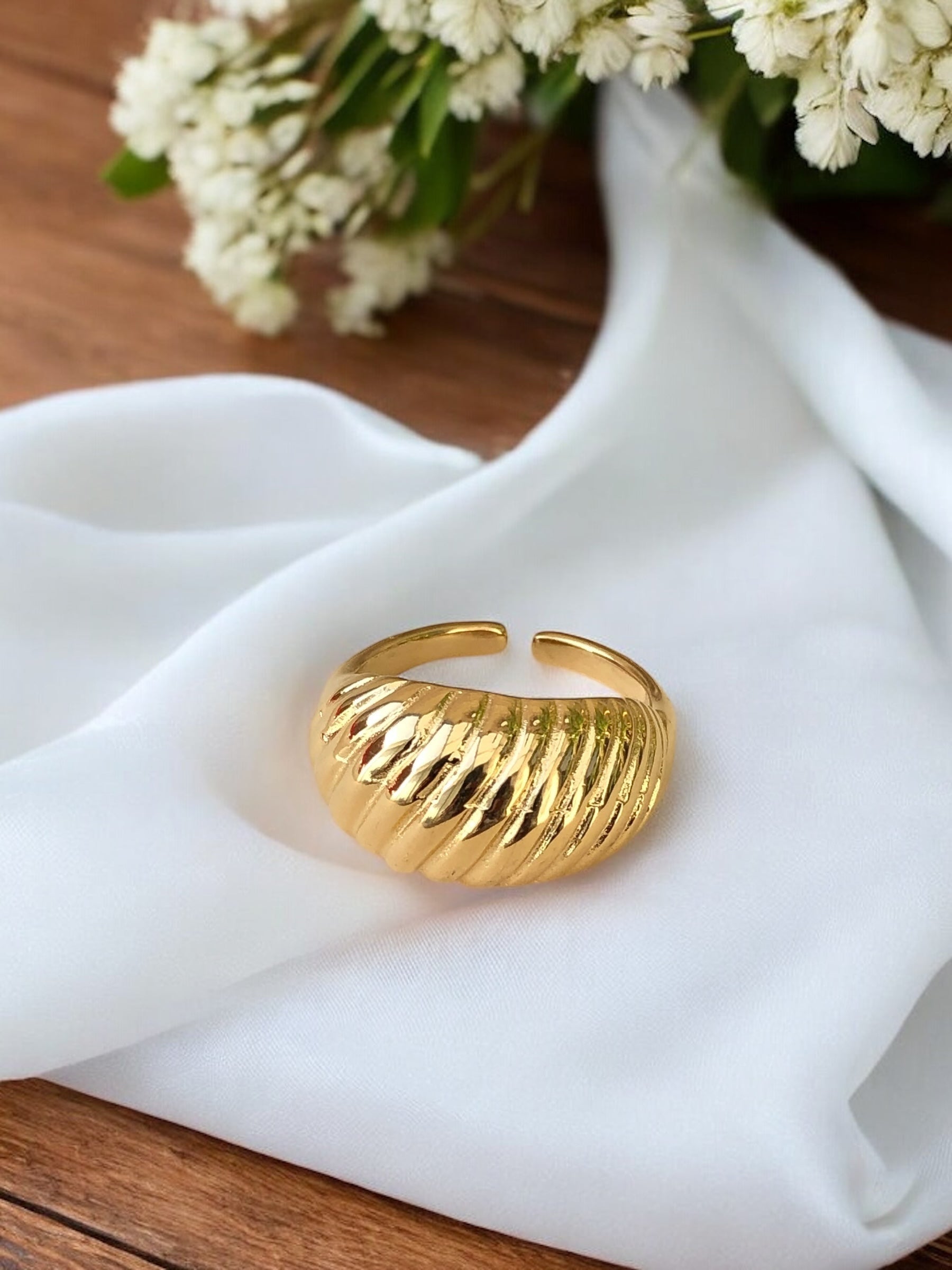 Bague en acier inoxydable motif coquille Rklisa