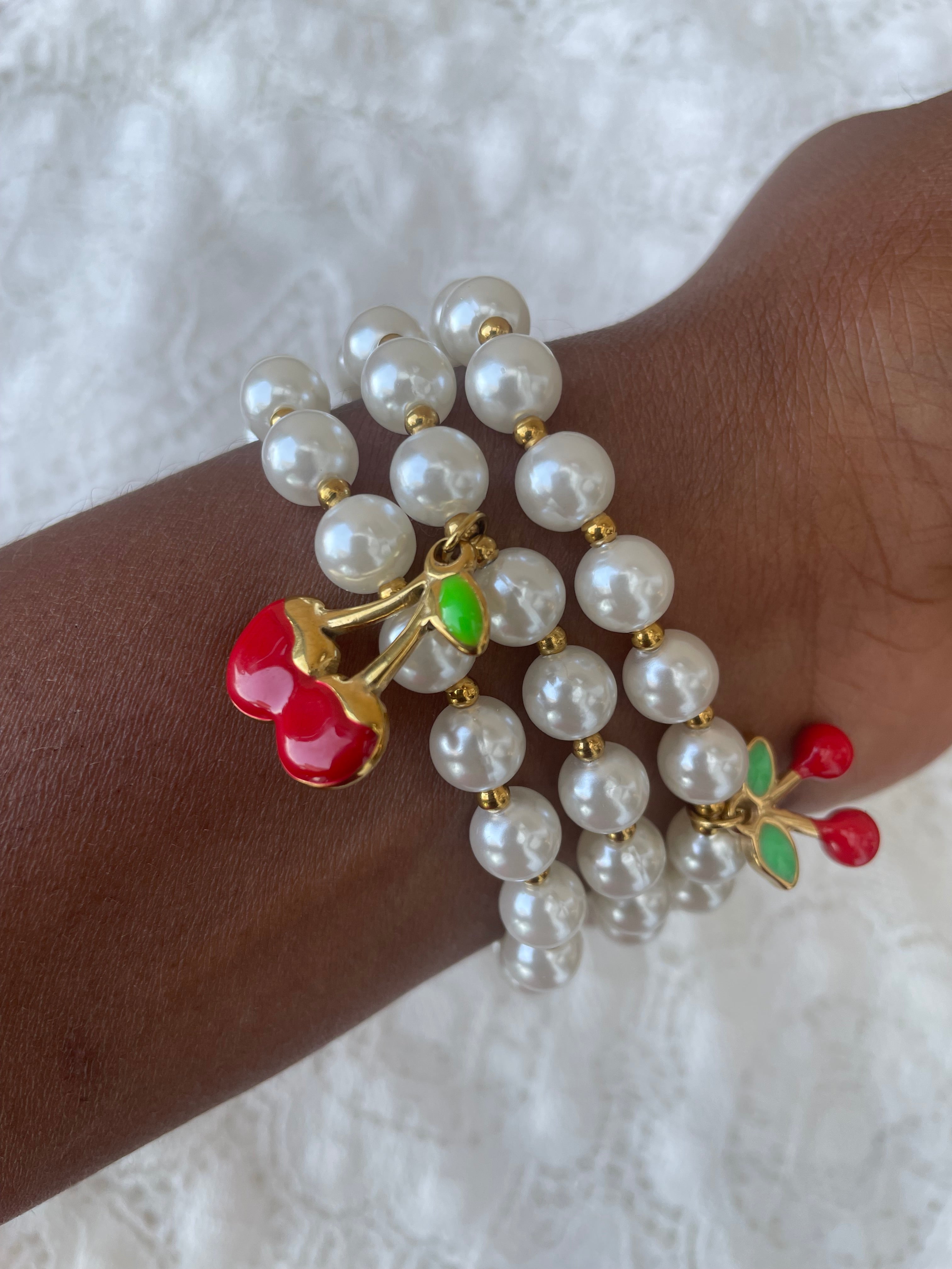 Lot de 3 bracelets perles Cerises Rklisa