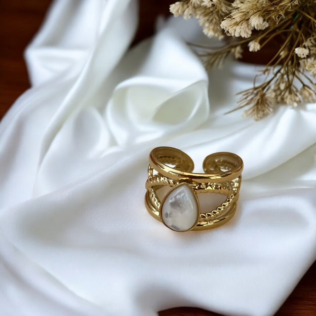 Bague pierre blanche Rklisa