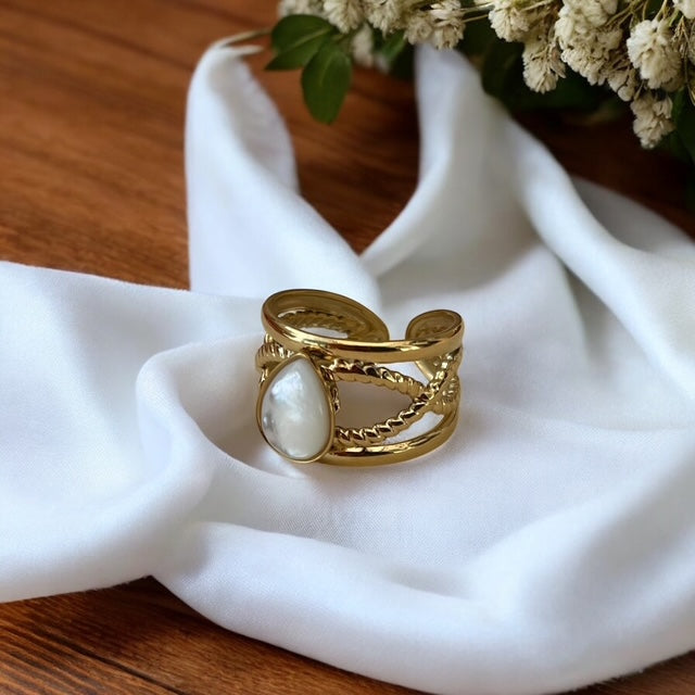 Bague pierre blanche Rklisa
