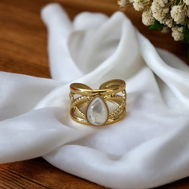 Bague pierre blanche Rklisa