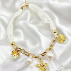 Collier acier et tissu dentelle Rklisa
