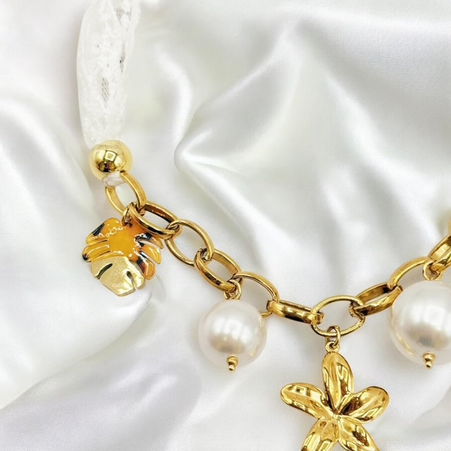 Collier acier et tissu dentelle Rklisa
