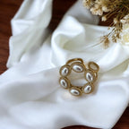Bague fleur perlée cercles texturés Rklisa