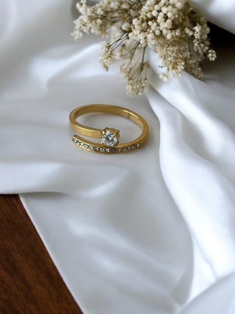Bague en acier inoxydable avec strass Rklisa