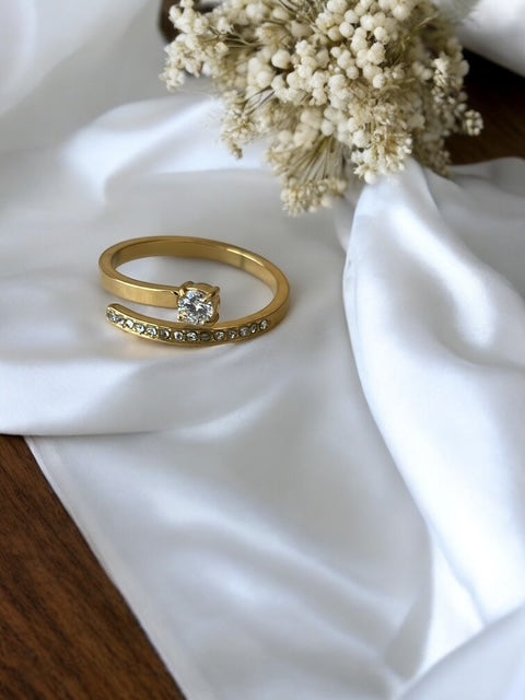 Bague en acier inoxydable avec strass Rklisa