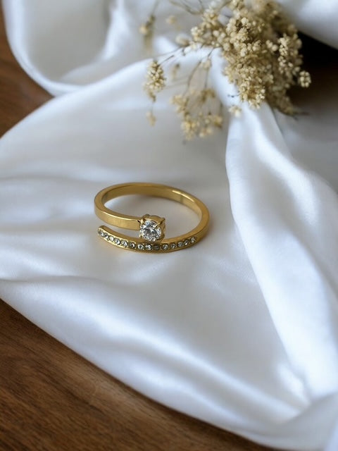 Bague en acier inoxydable avec strass Rklisa