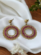 Boucles d'oreilles cercle cristaux fuchsia Rklisa