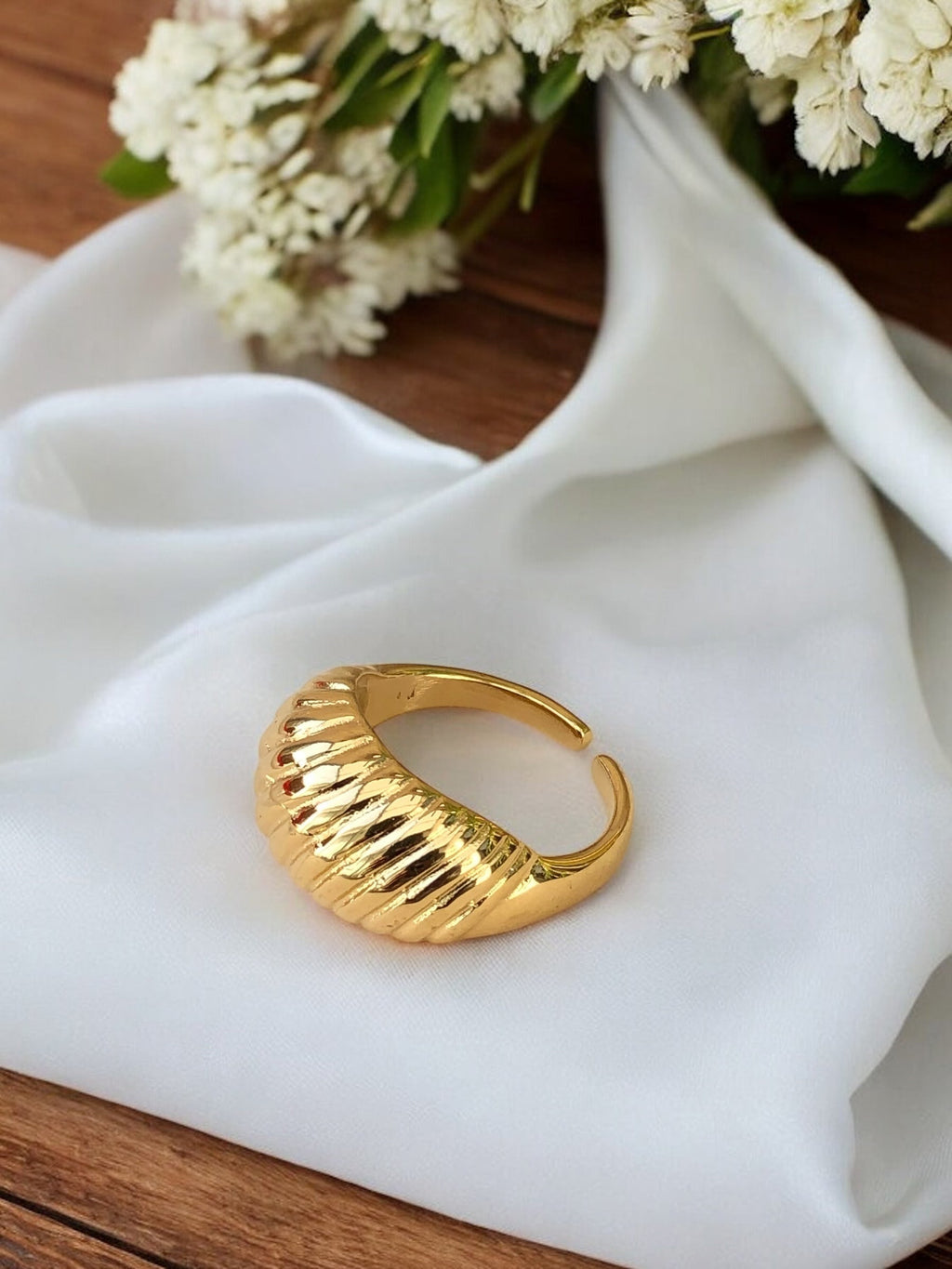 Bague en acier inoxydable motif coquille Rklisa