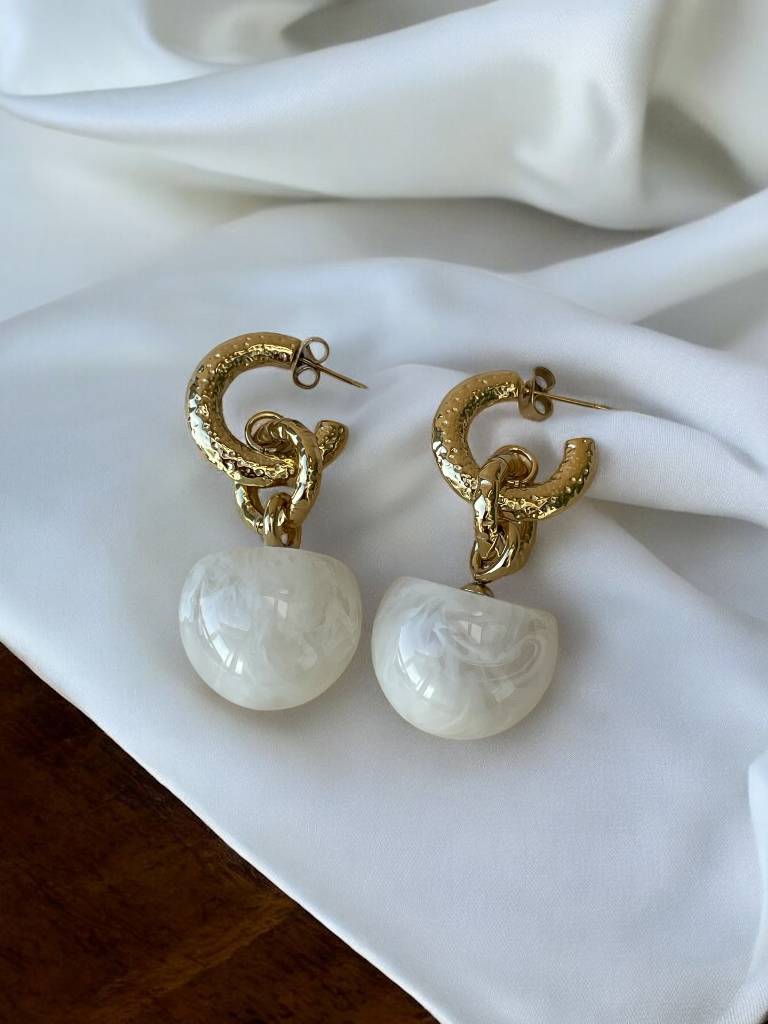 Boucles d'oreilles anneaux martelés et acétate- Bohm Bohm