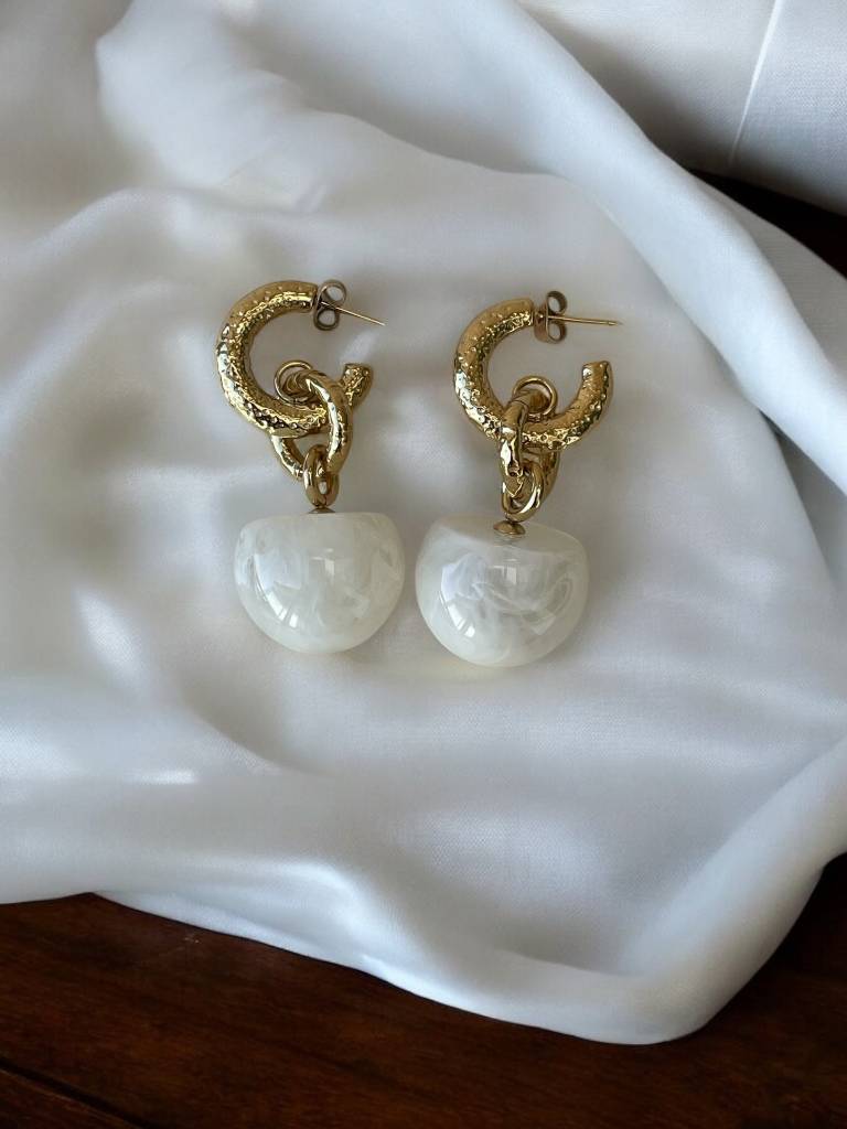 Boucles d'oreilles anneaux martelés et acétate- Bohm Bohm