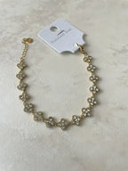 Bracelet fleur serties acier inoxydable