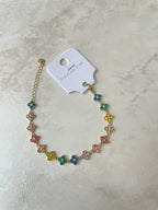 Bracelet fleur serties acier inoxydable