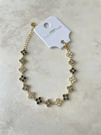 Bracelet fleur serties acier inoxydable