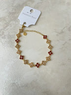 Bracelet fleur serties acier inoxydable
