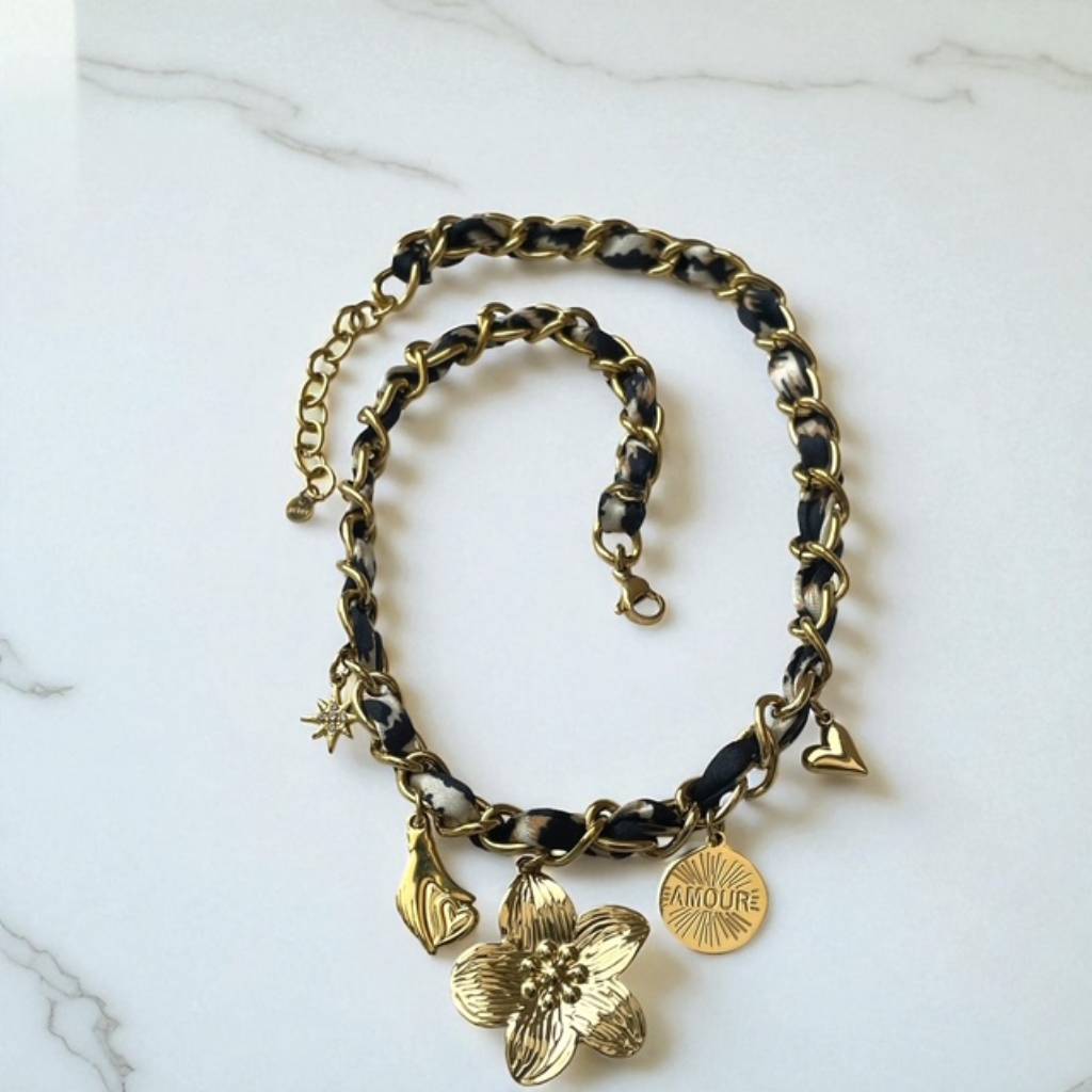 Collier breloque et tissu- Aesmée Aesmée