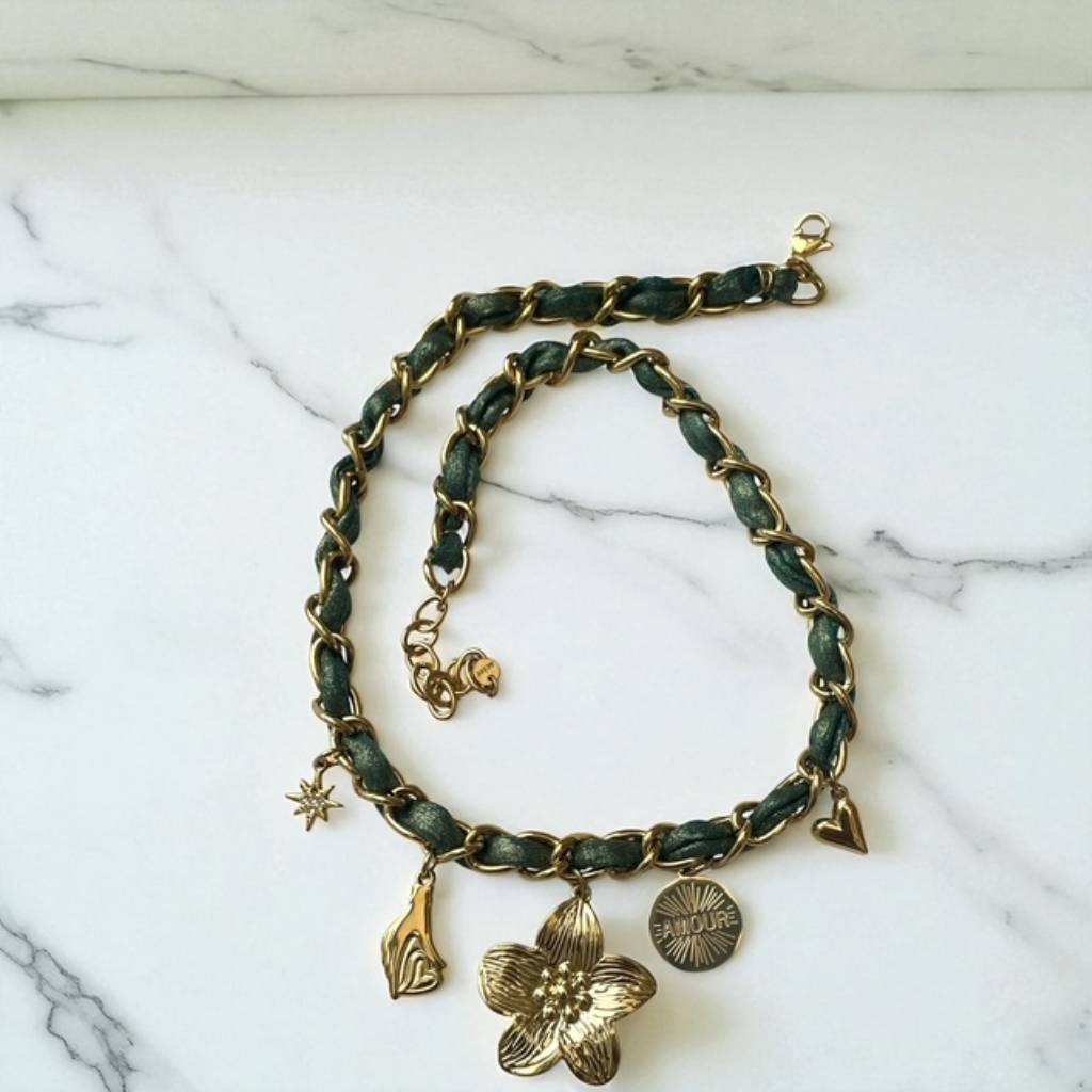 Collier breloque et tissu- Aesmée Aesmée