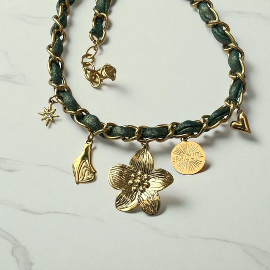 Collier breloque et tissu- Aesmée Aesmée