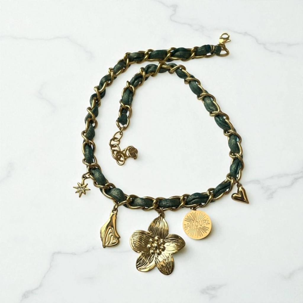 Collier breloque et tissu- Aesmée Aesmée