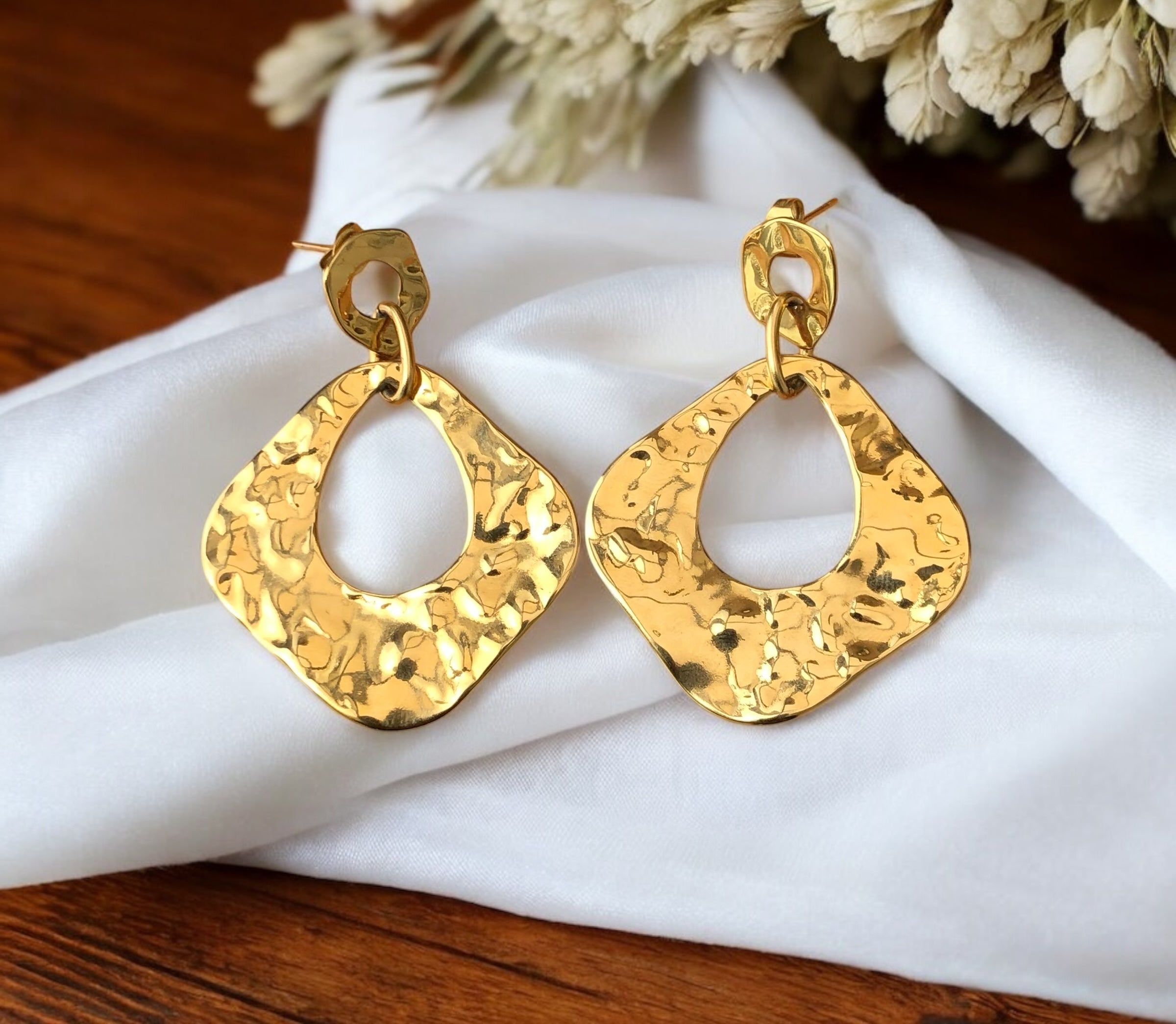 Boucles d’oreilles martelé en acier inoxydable Rklisa