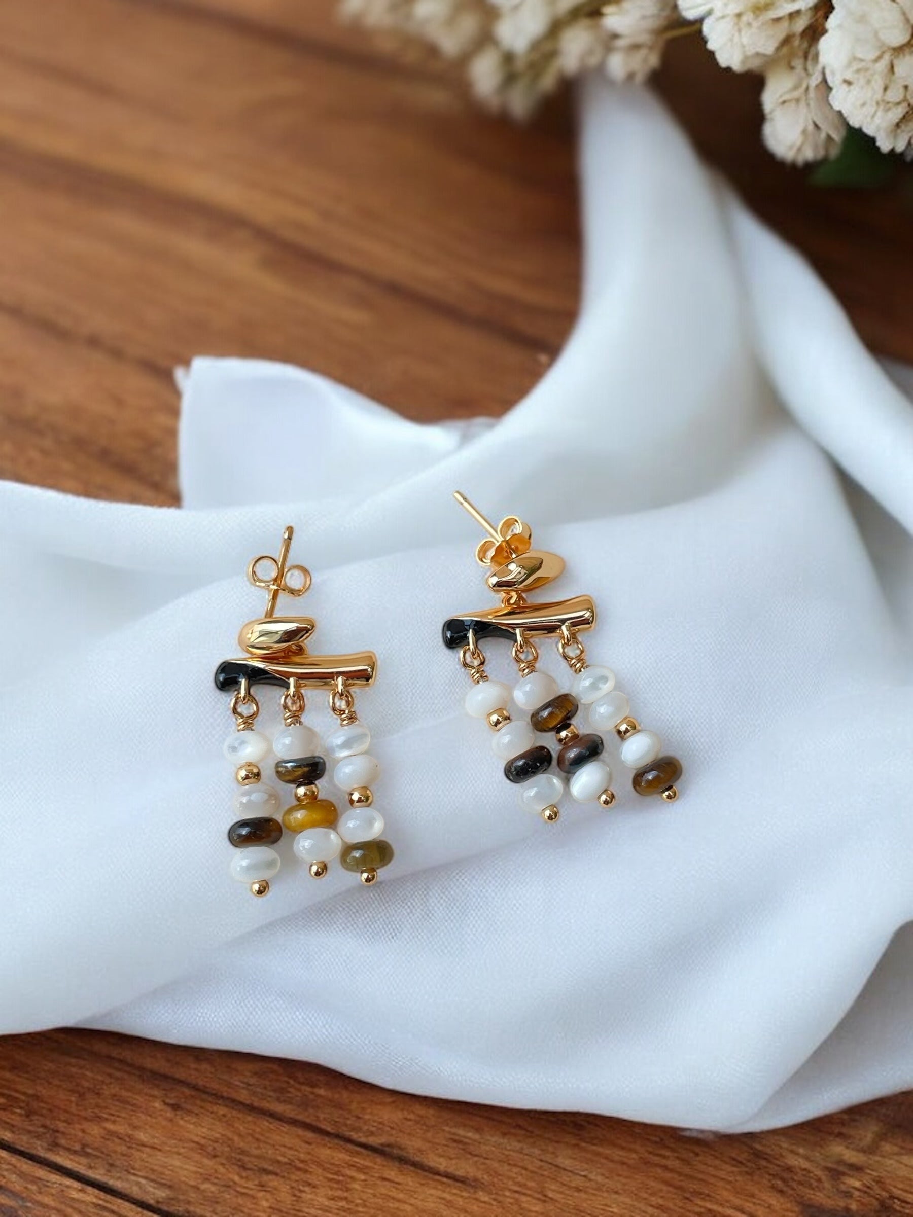 Boucles d'oreilles argent 925 plaqué or 18 carats Rklisa