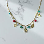 Collier acier inoxydable pendentif marins et perles colorées Rklisa