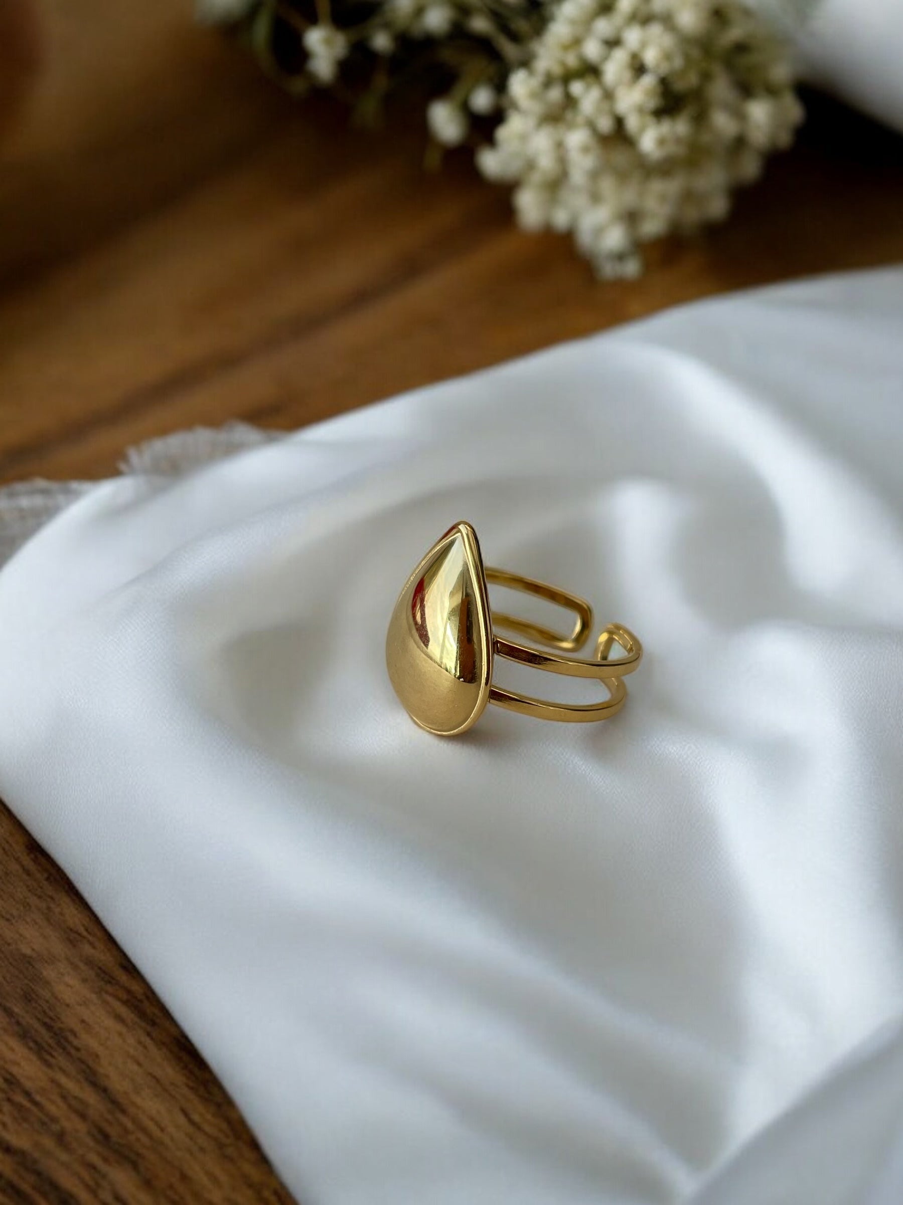 Bague goutte en acier inoxydable Rklisa