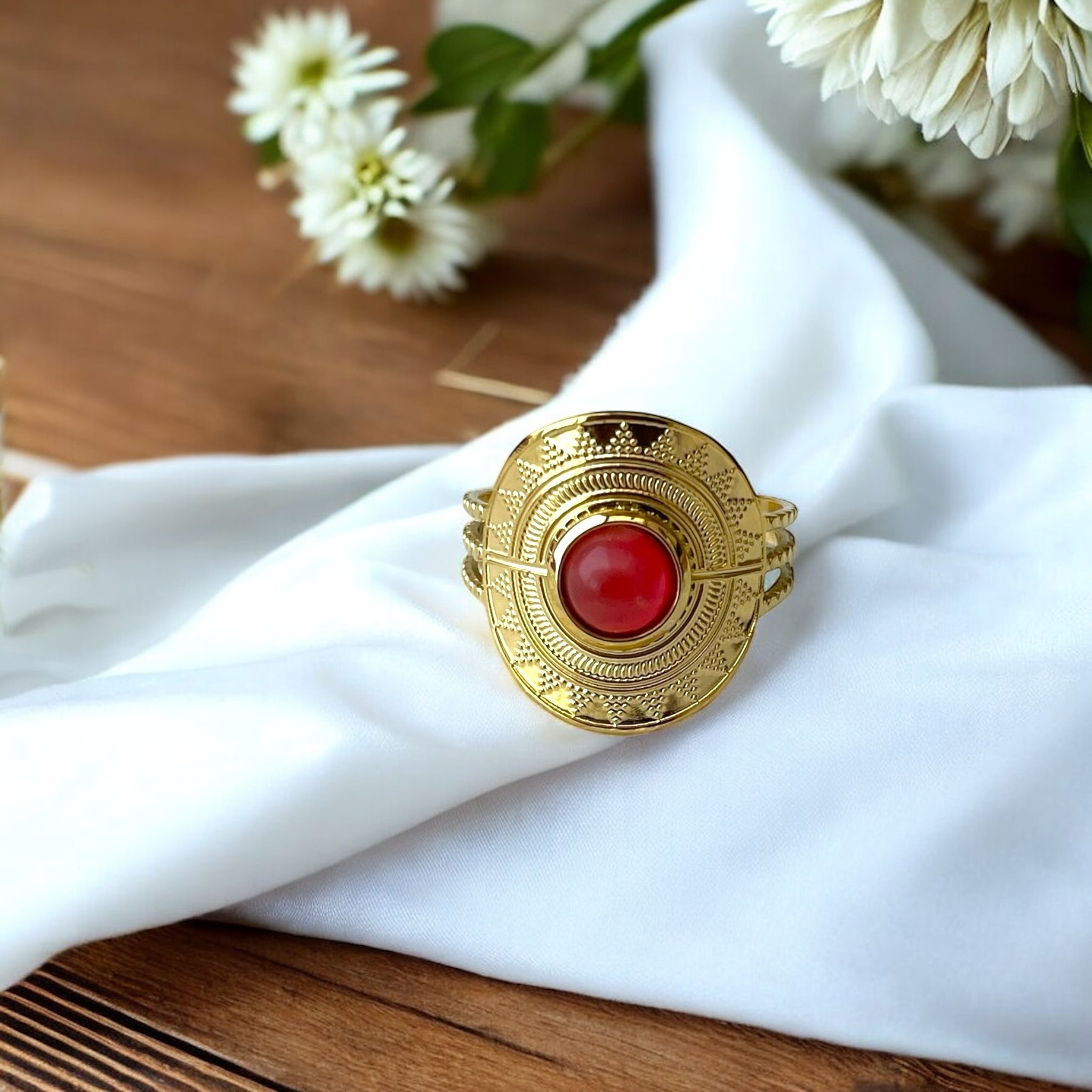 Bague dorée large en acier inoxydable Rklisa