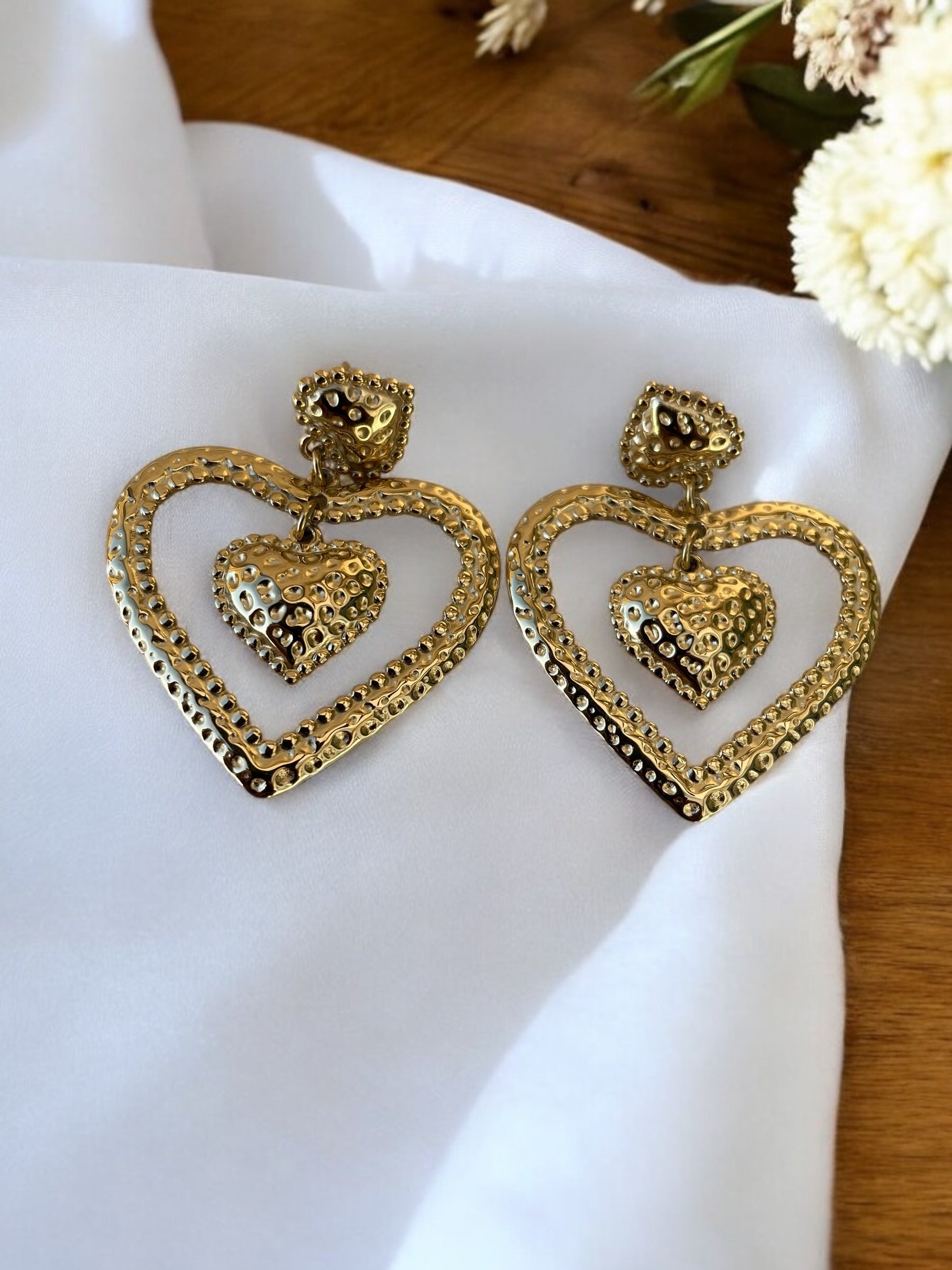 Boucles d'oreilles pendantes martelées Rklisa