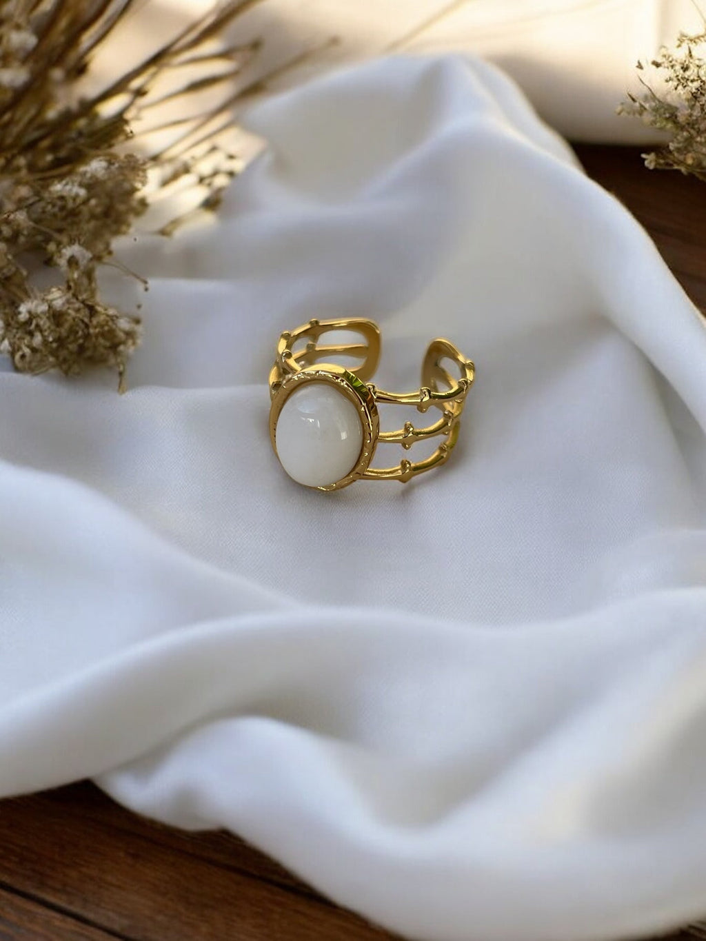 Bague en acier inoxydable avec pierre blanche Rklisa