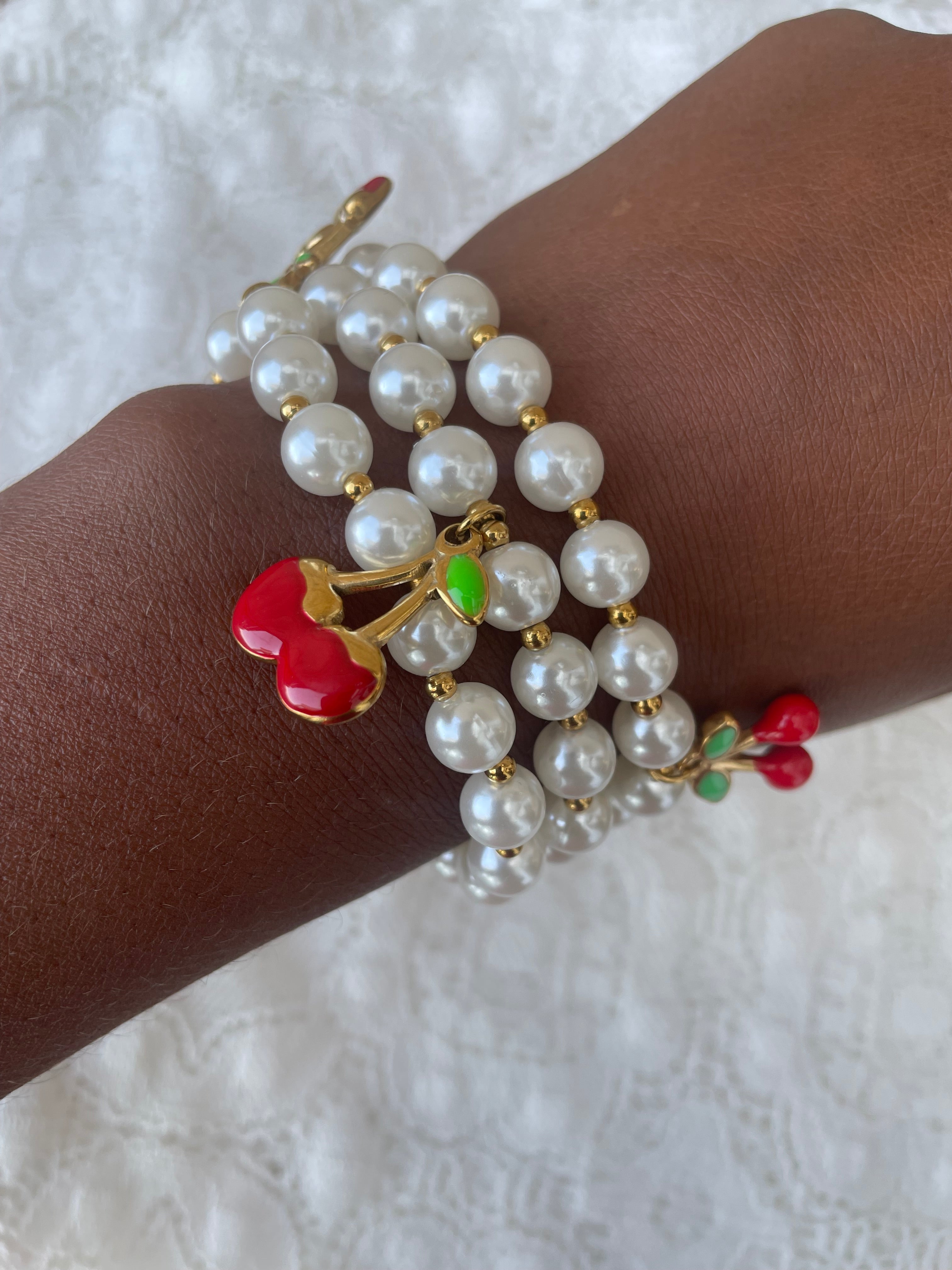 Lot de 3 bracelets perles Cerises Rklisa