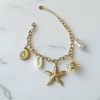 Bracelet breloques coquillage soleil